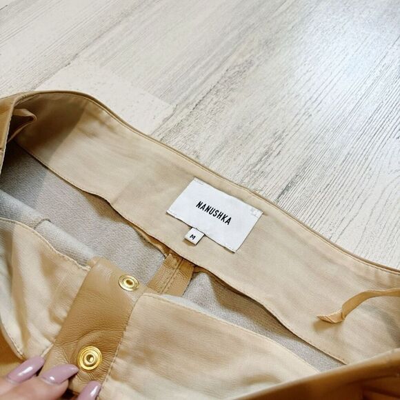 NANUSHKA Sora Vegan Leather Straight-leg Trousers in Camel Size M - Picture 6 of 9